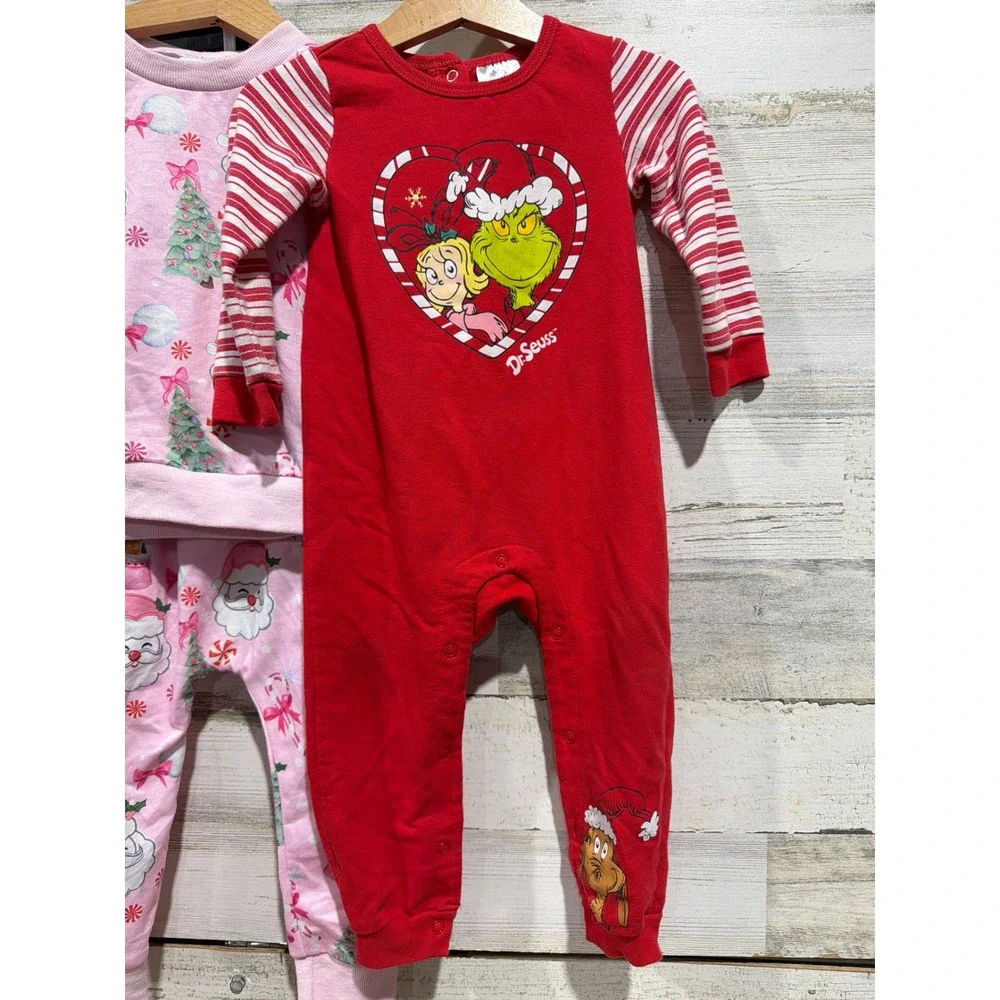 Carter's Dr Seuss Boutique Holiday Pajama Bundle Girls 18M Grinch‎ Santa